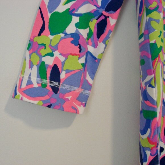 Lilly Pulitzer Floral Tunic Top V-neck Stretchy Purple Pink Green Blue Small - Picture 8 of 12